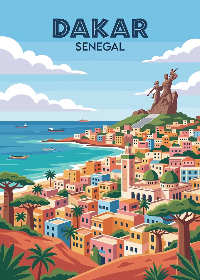 Dakar Senegal Cityscape with Monument
