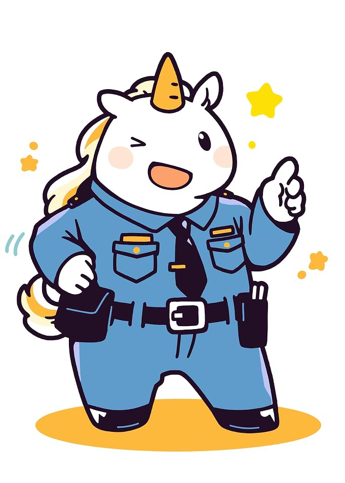 Cute Unicorn Police Officer Giving Thumbs Up