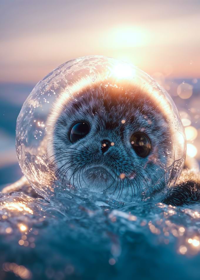 Small Fluffy Seal Water Bubble
