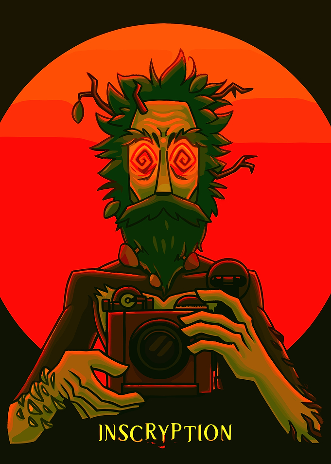 Leshy with Camera and Inscryption Logo