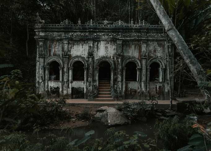 Abandoned Temple in Lush Jungle