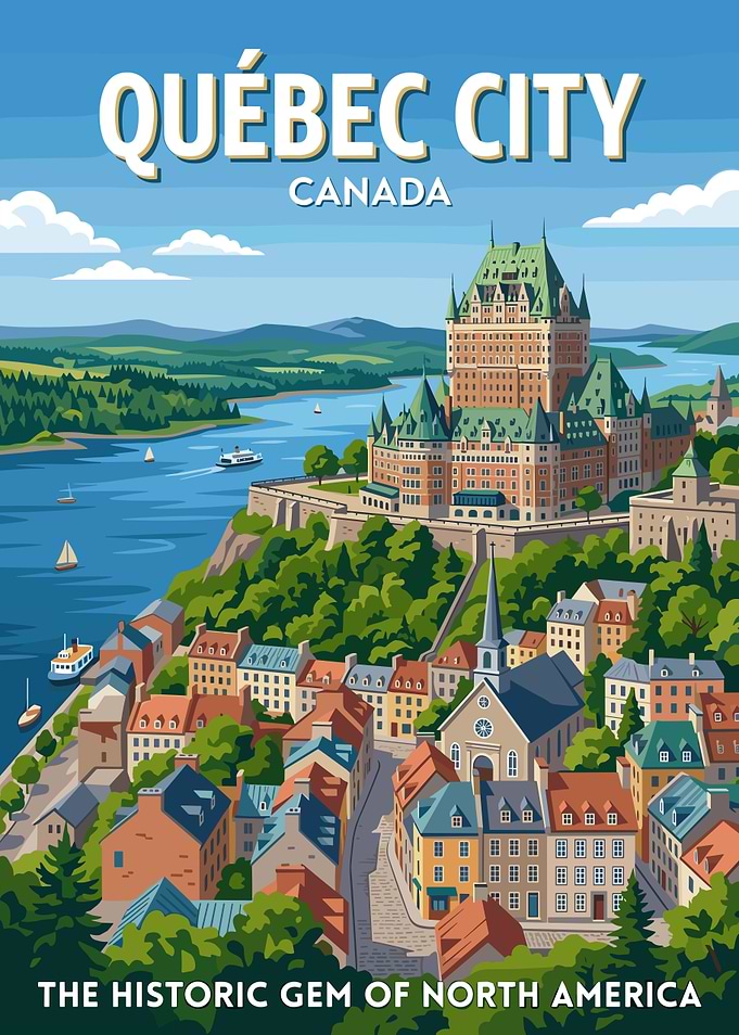 Quebec City Vintage Travel Poster
