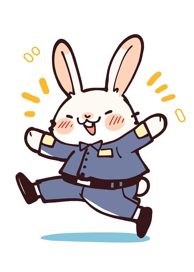 Happy Cartoon Rabbit in Uniform