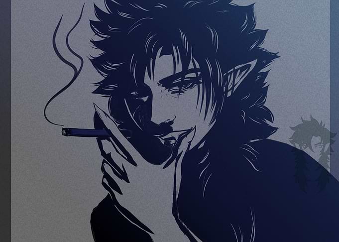 Anime character smoking
