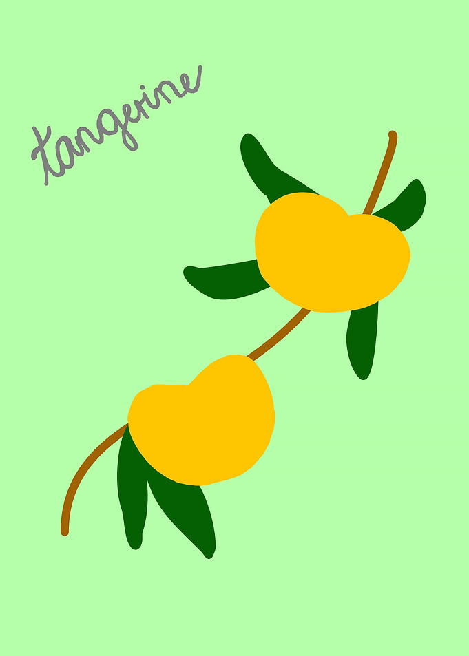 Tangerines on a Branch with Text