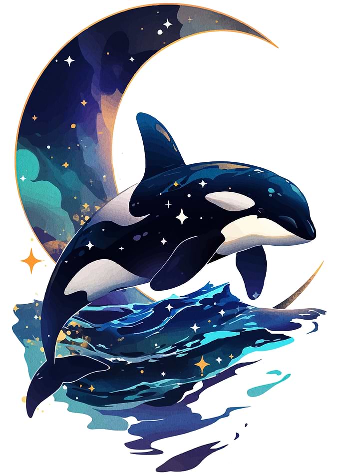 Orca Whale Under a Starry Moon