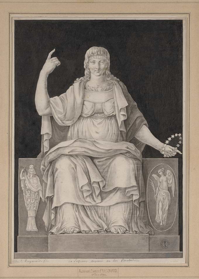 Allegorical Figure with Stars and Sculptures