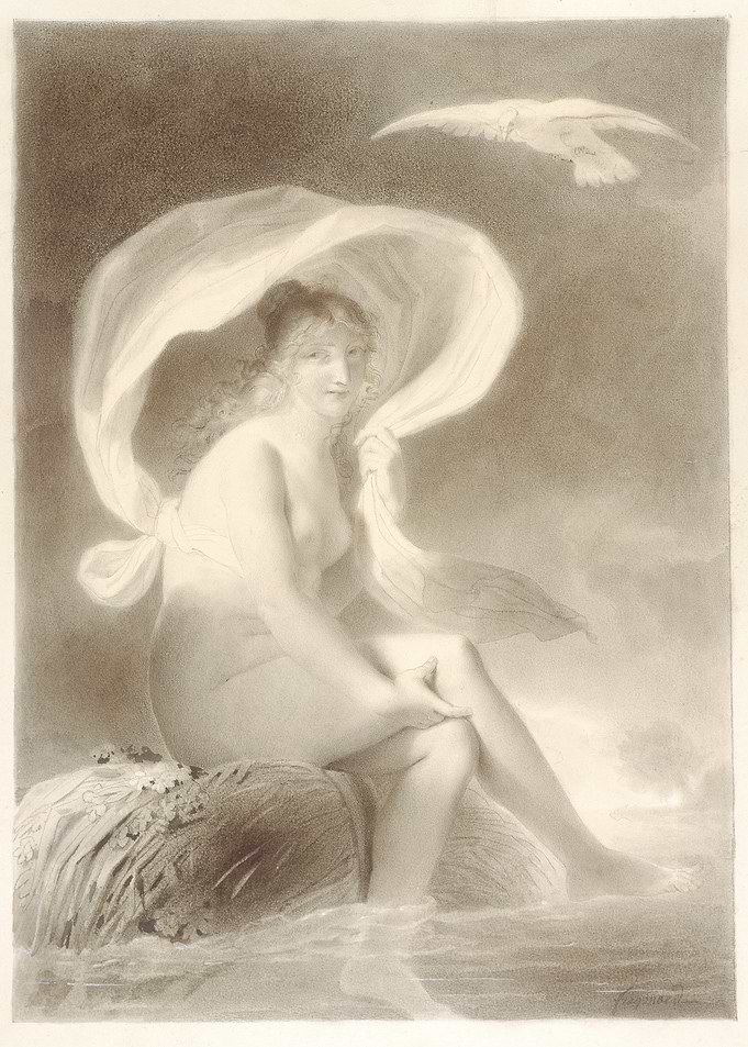 Naked Woman with Scarf and Bird
