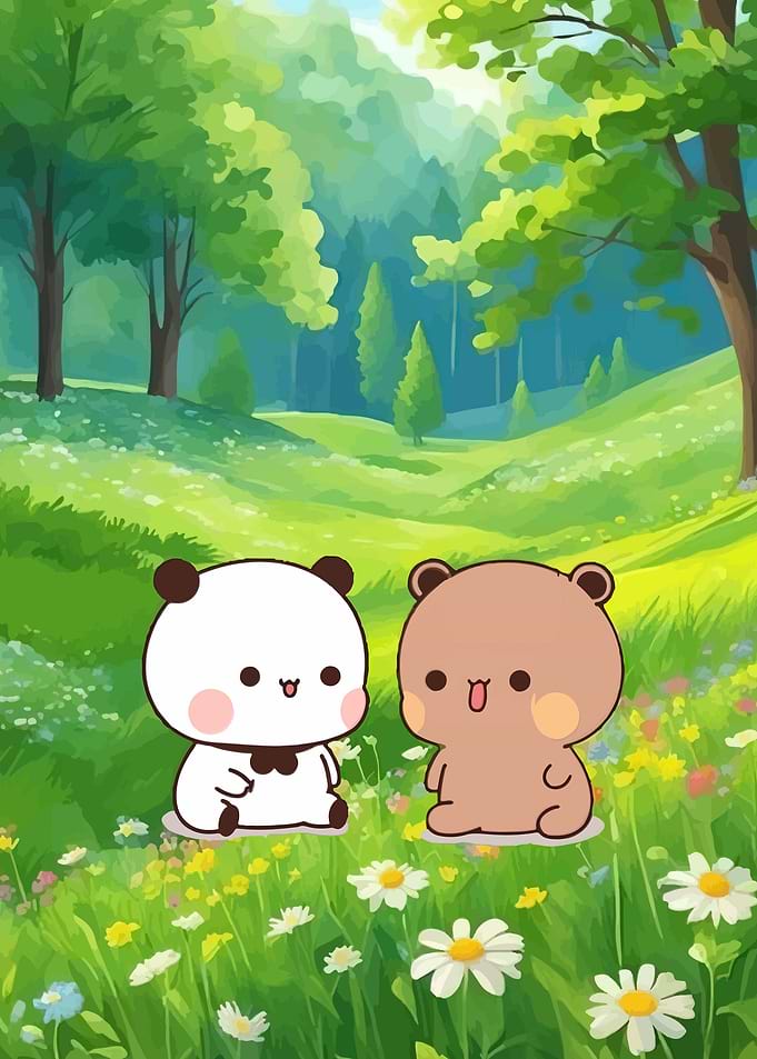 Cute Bears in a Sunny Meadow