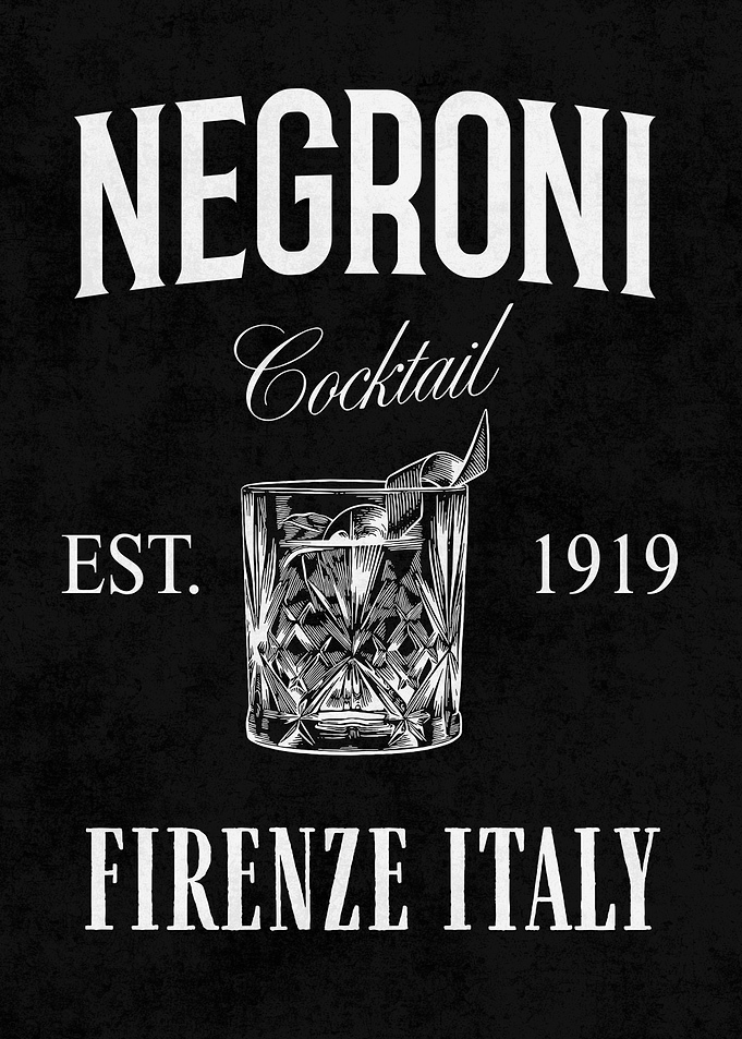 Vintage Negroni Cocktail Speakeasy Bar Decor