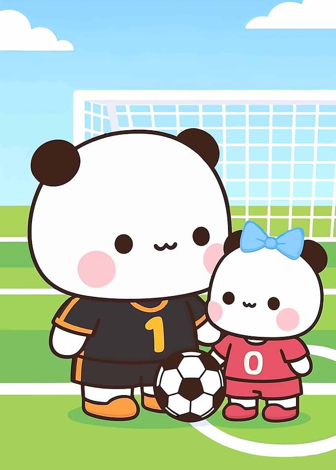 Cute Pandas Playing Soccer