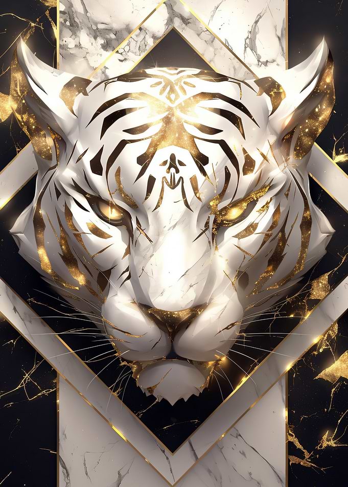 Golden White Tiger Portrait