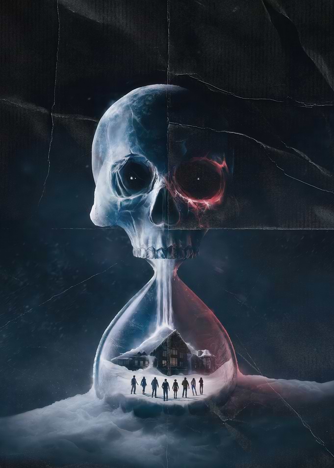 Horror Movie Poster with Skull and Hourglass