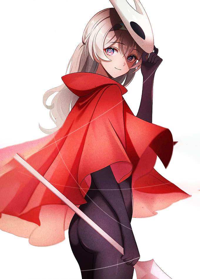 Anime Girl in Red Cape and Mask