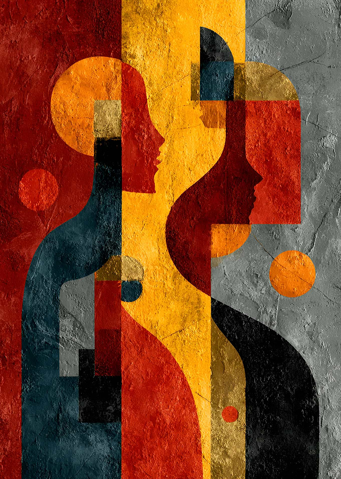 Abstract Geometric Figures with Textured Background