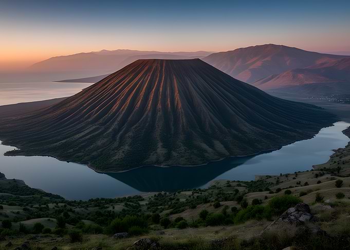 Volcanic Cone Lake Sunrise