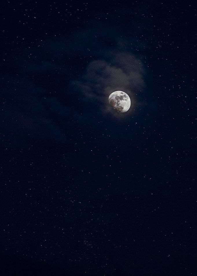 Moon Night Sky Poster — Dark Starry Space Photography, Minimalist Moon Wall Art