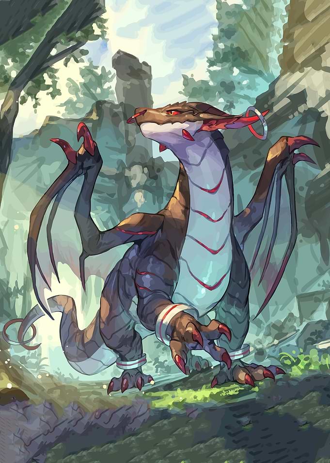 Dragon in a Forest Setting