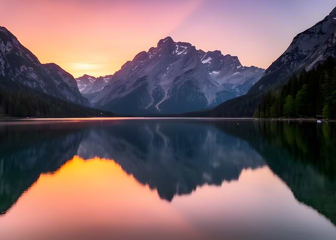Serene Mountain Lake at Sunrise