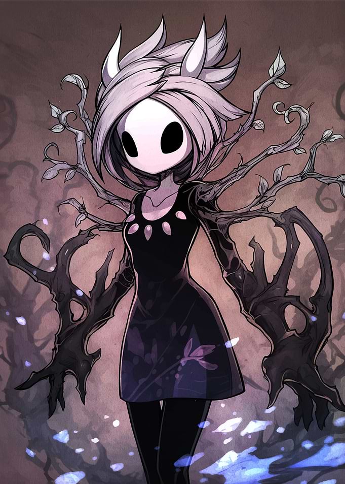 Hollow Knight Character with Plant Elements