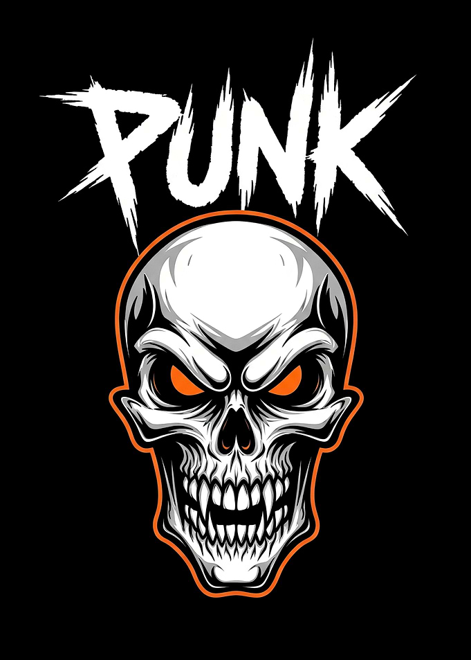Punk Skull with Orange Eyes