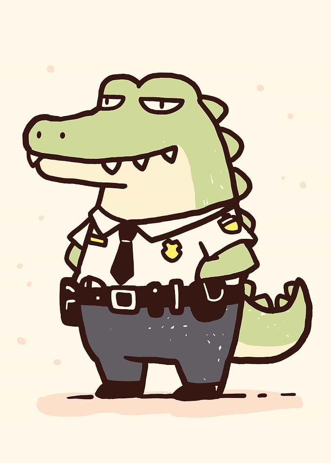Cartoon Alligator Police Officer