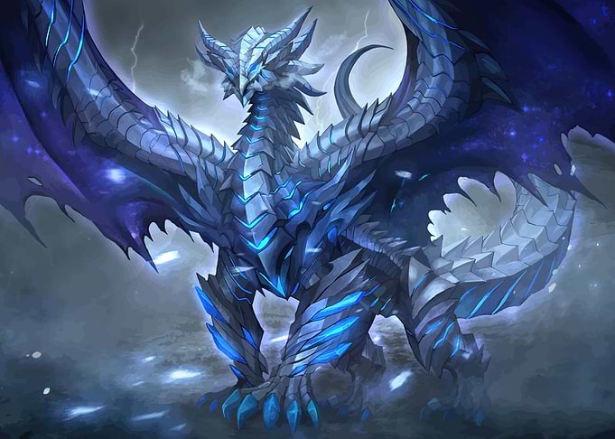 Majestic Ice Dragon with Blue Energy