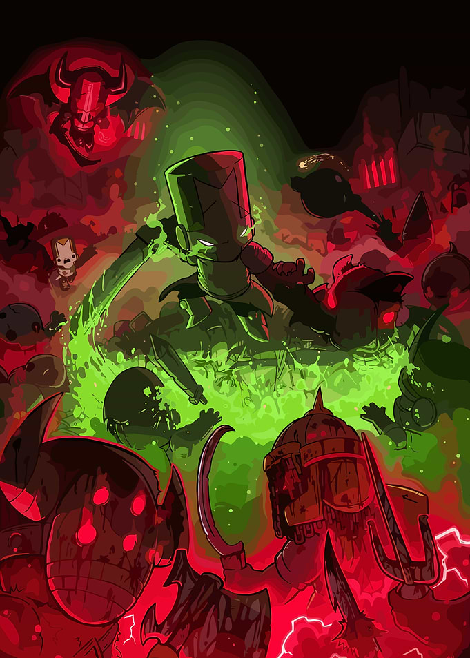 Castle Crashers Knight Fighting Demons