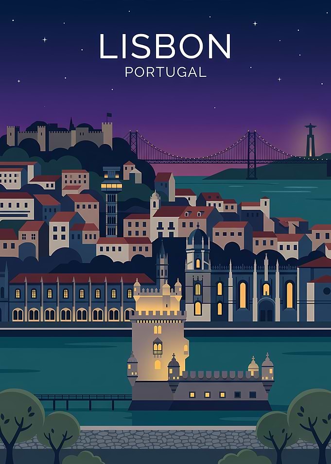 Lisbon Cityscape at Night