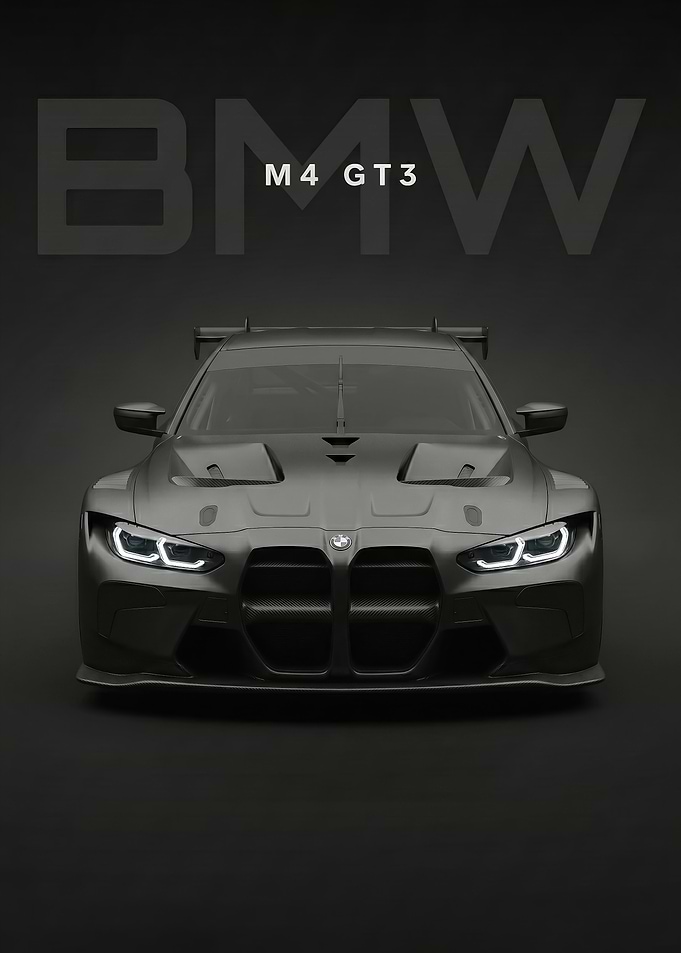 matte black BMW M4 GT3 Race Car