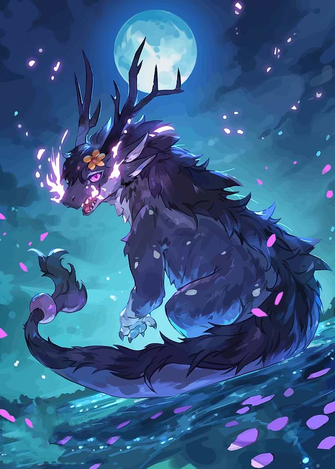 Mystical Dragon Under the Moon