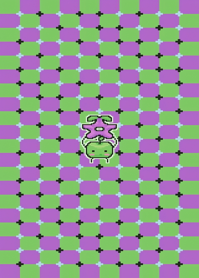 Cute character on a checkered background