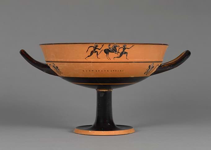 Ancient Greek Kylix with Runners and Horseman