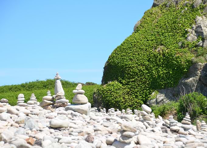 Stone Stacks on a Rocky Shore