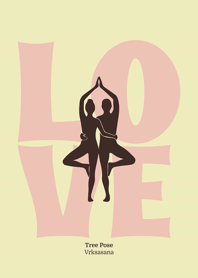 Couple Yoga Pose Print | Matisse Style Wall Art | Boho Love Poster