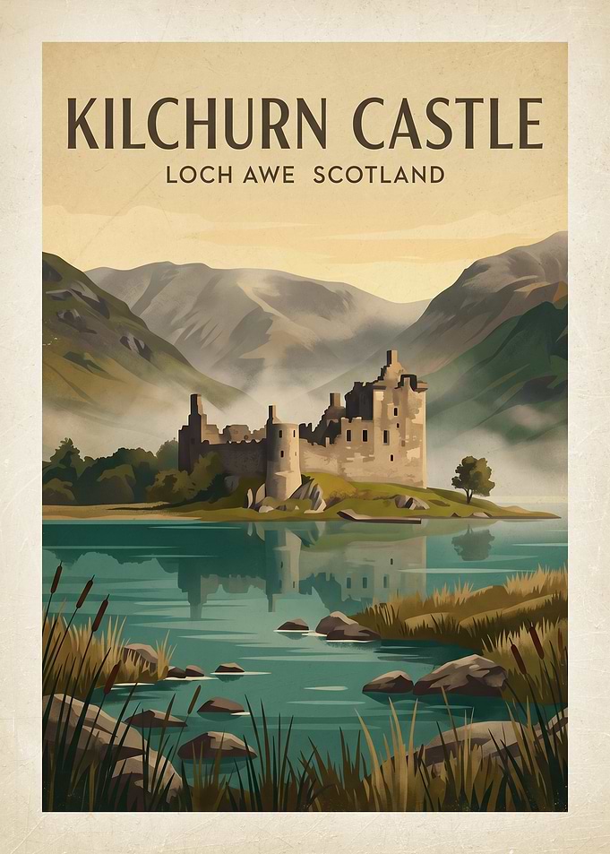 Kilchurn Castle Vintage Travel Poster