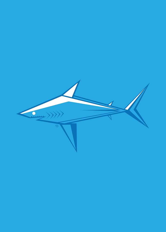 Minimalist Blue Shark Illustration