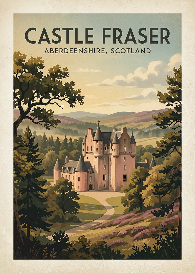 Castle Fraser Vintage Travel Poster