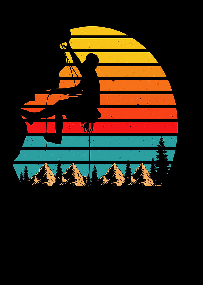 Rock Climber Sunset Retro Design