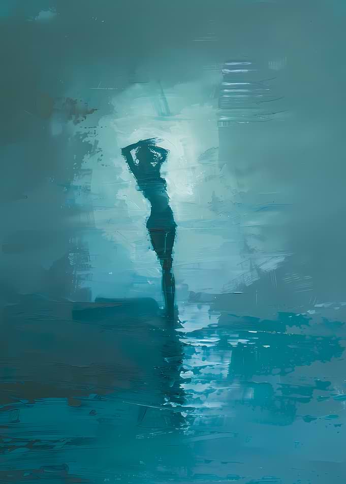 Silhouette of a Woman in Blue