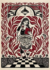Woman reading menu at restaurant
