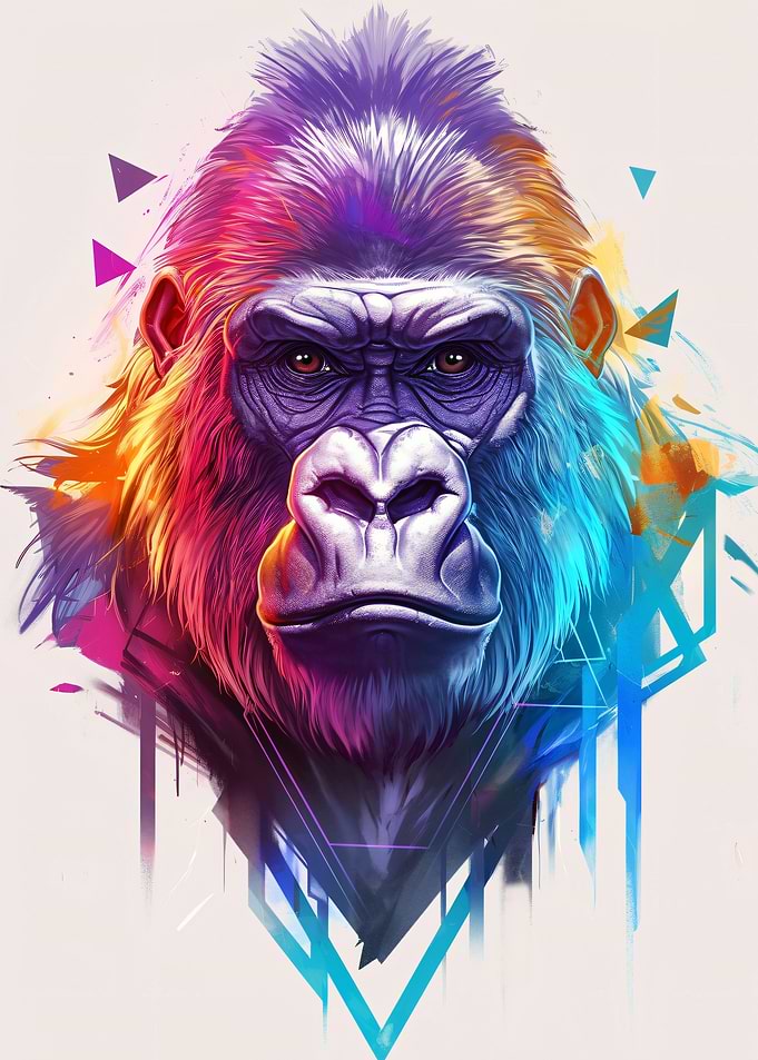 Vibrant Gorilla Portrait