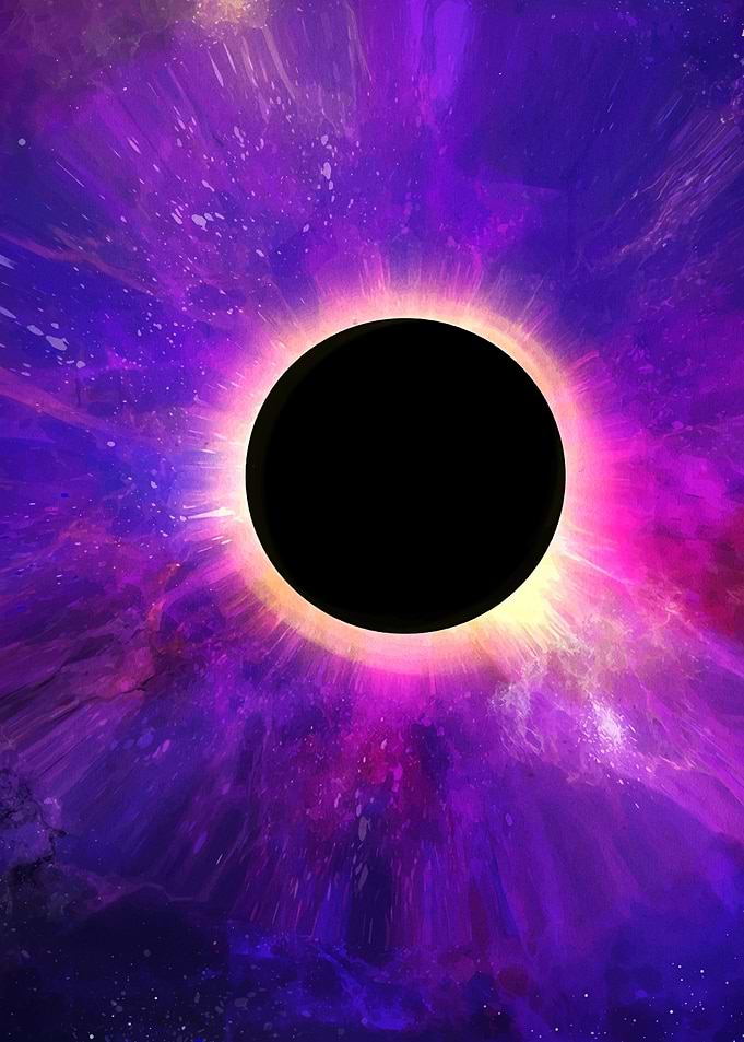 Cosmic Eclipse with Purple Nebula