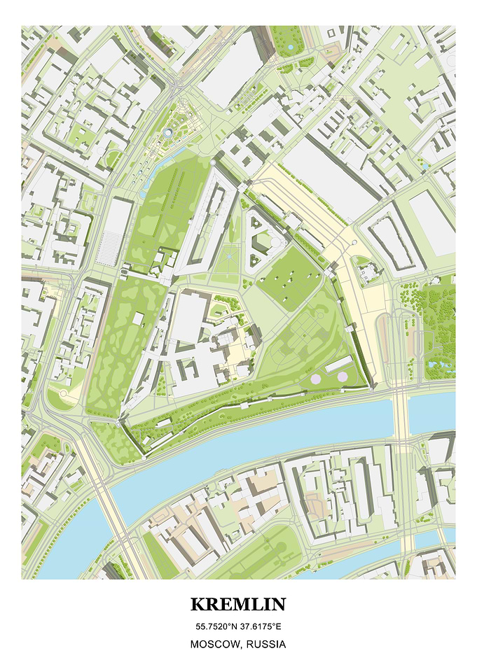 Kremlin Map Moscow Russia