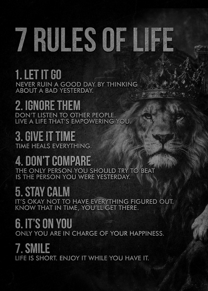7 Rules of Life Lion Poster