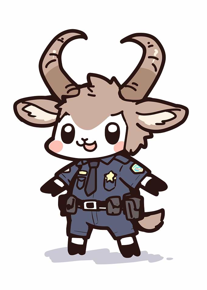 Cute Goat Police Officer