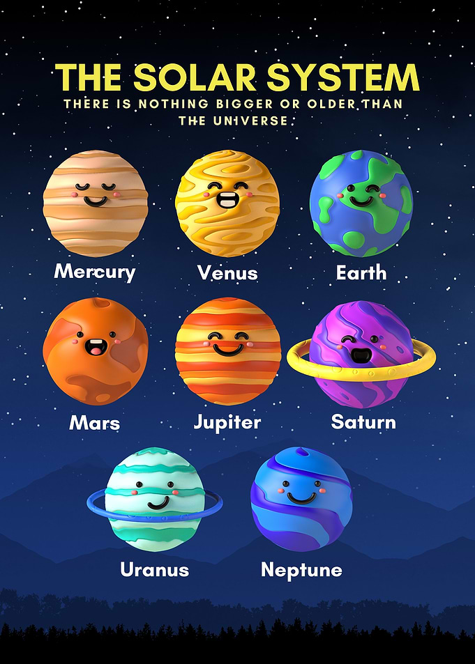 Cute Solar System Planets For kids Learning