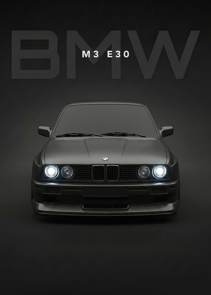 mate black BMW M3 E30 Front View