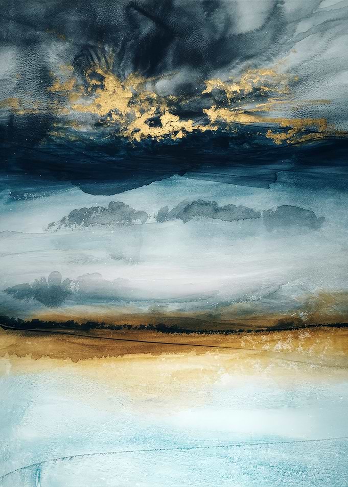 Abstract Landscape with Gold Accents