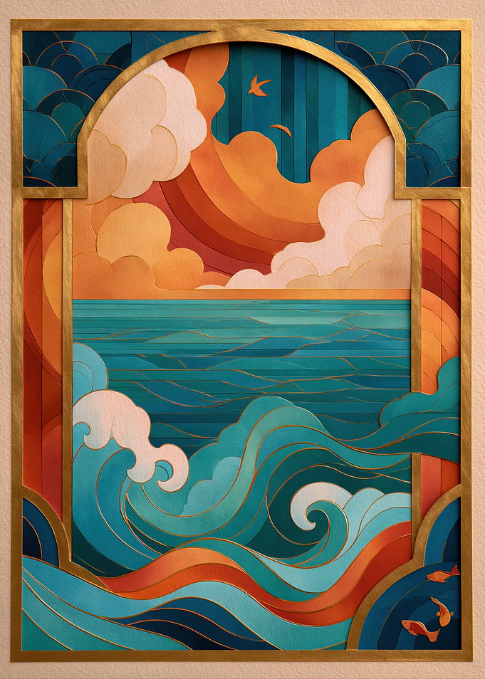 Artistic Ocean and Sky Landscape